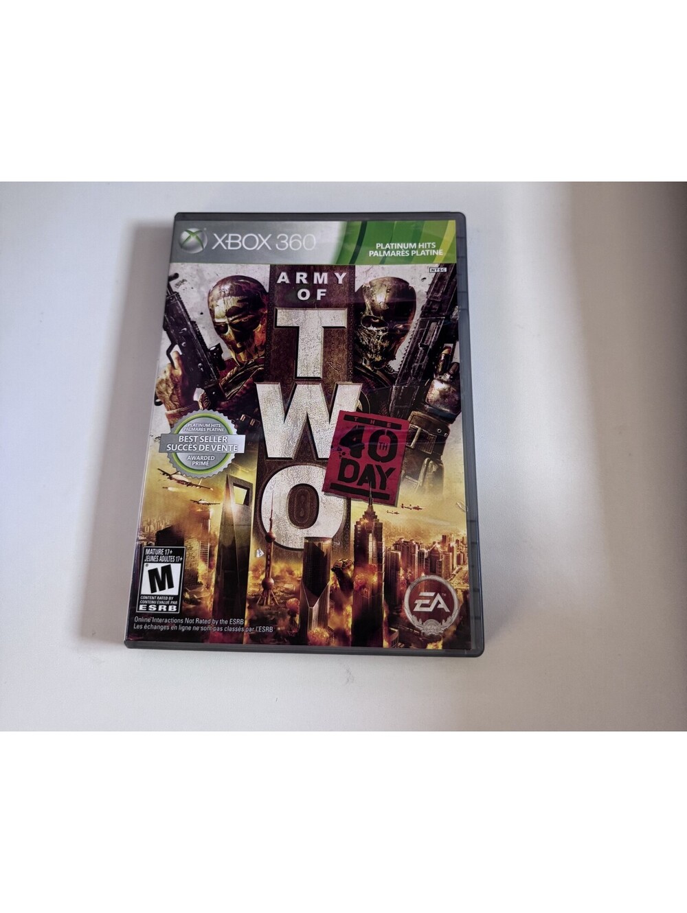 Army Of Two 40th Day Xbox 360 Platinum Hits Video Game Disc + Case Tested